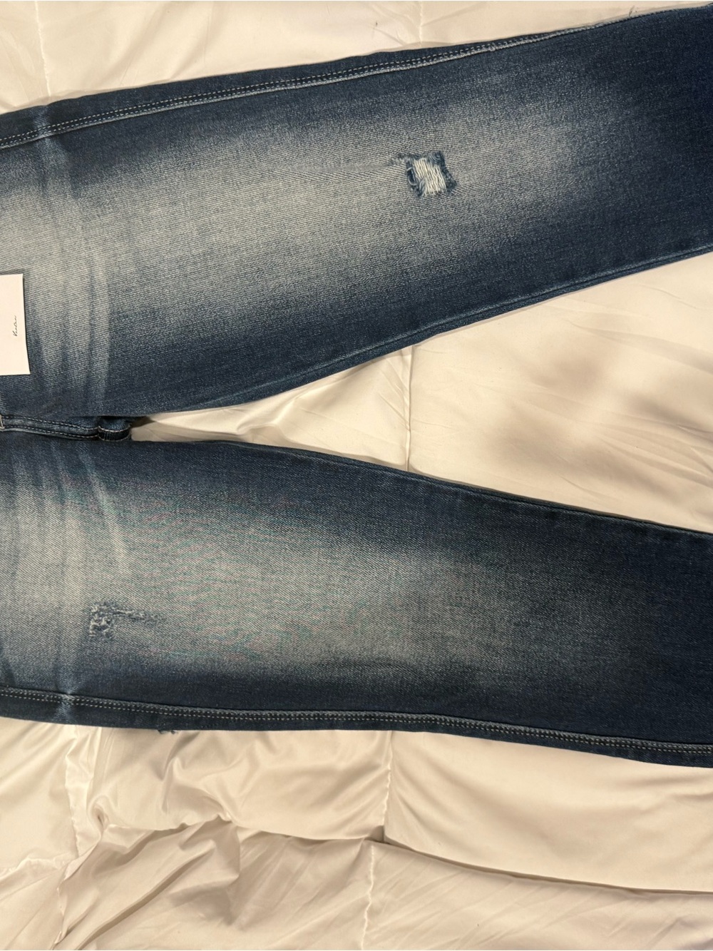 KanCan Dark Wash Skinny Jeans with Faded & Distressed Details